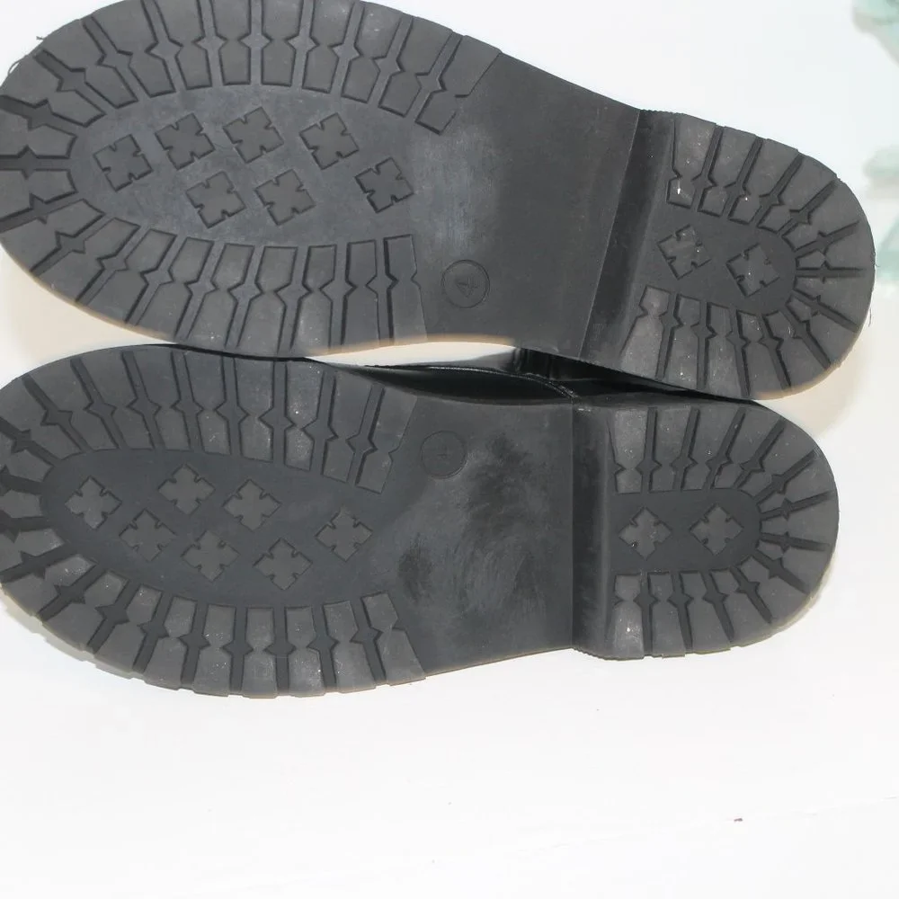 Steve Madden Combat Moto Black Zipped Boots Sz 4
